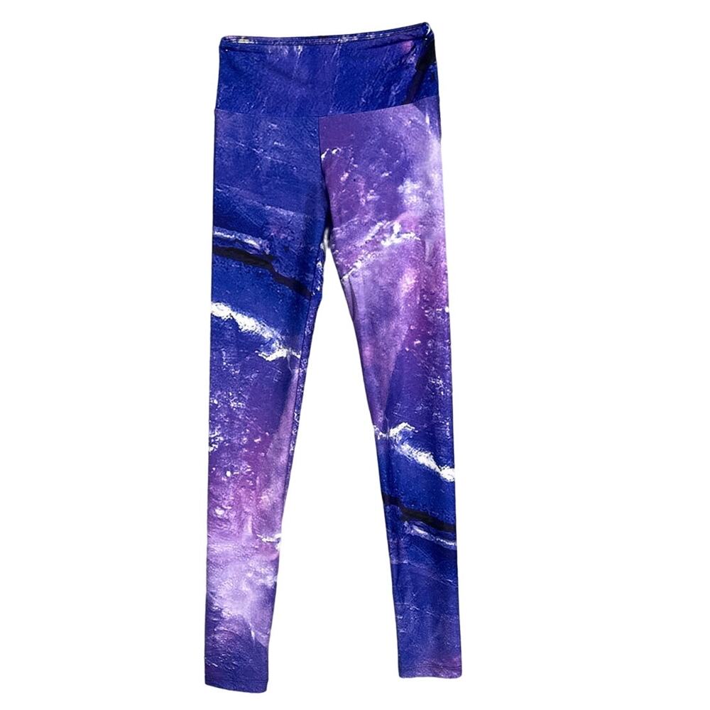 Goldsheep Celestial Galaxy Leggings Blue Purple XS Burning Man Yoga Dopamine